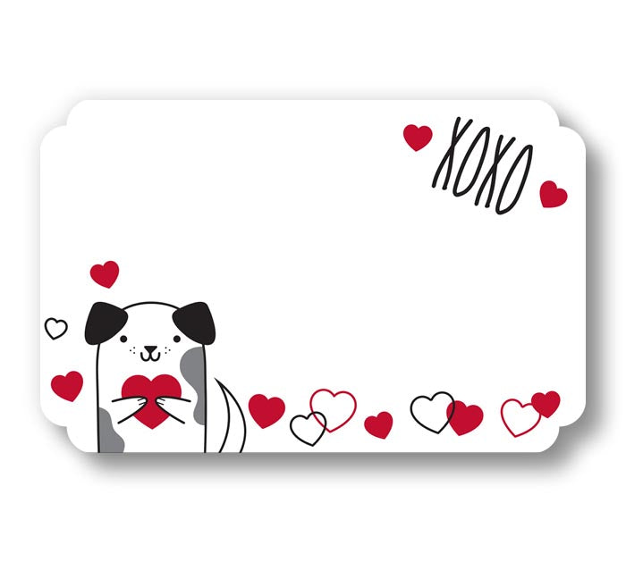 Puppy Die Cut XOXO hugs kisses Red white Heart Enclosure Cards