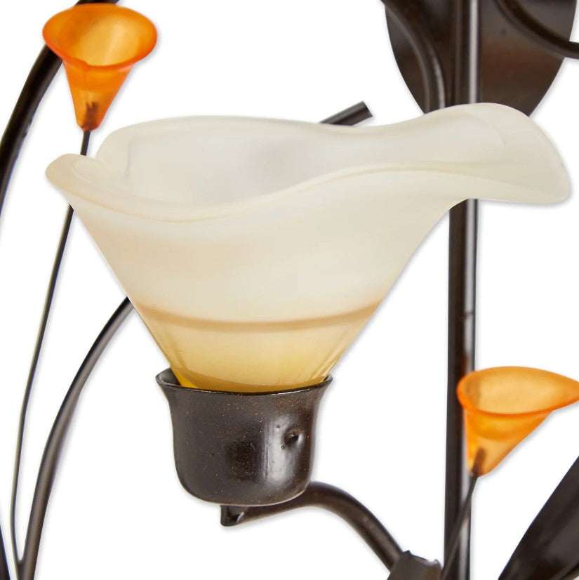 Amber Lillies Candle Wall Sconce Home Decor up close cup