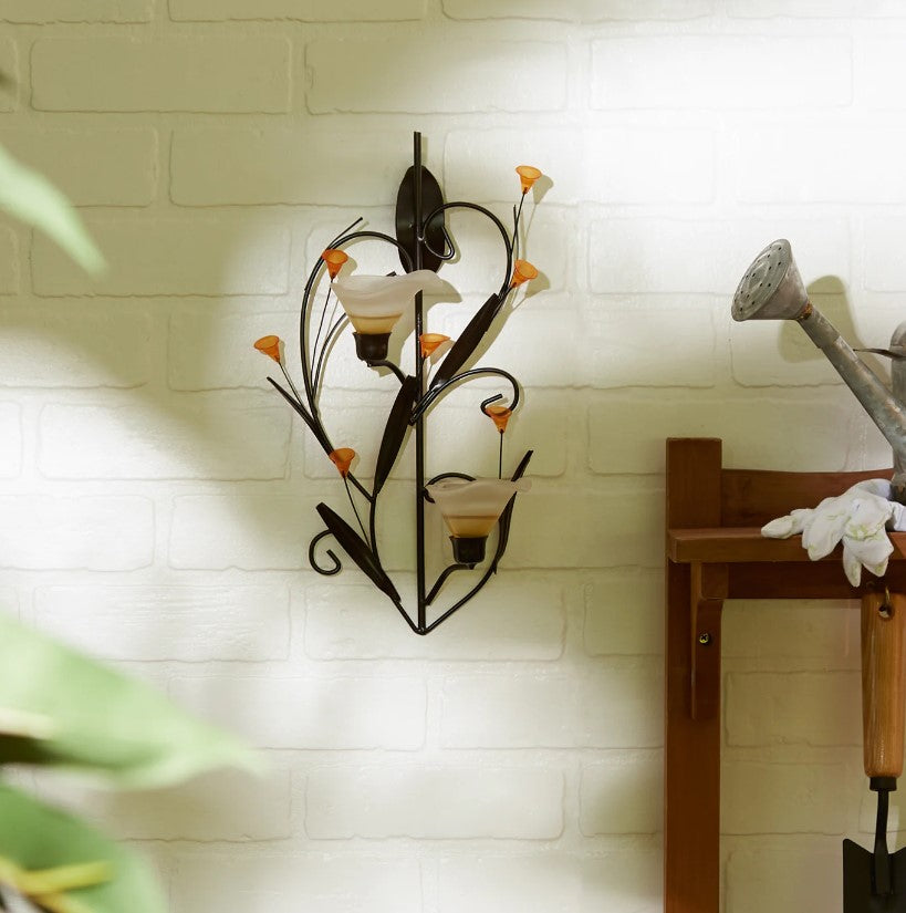 Amber Lillies Candle Wall Sconce Home Decor