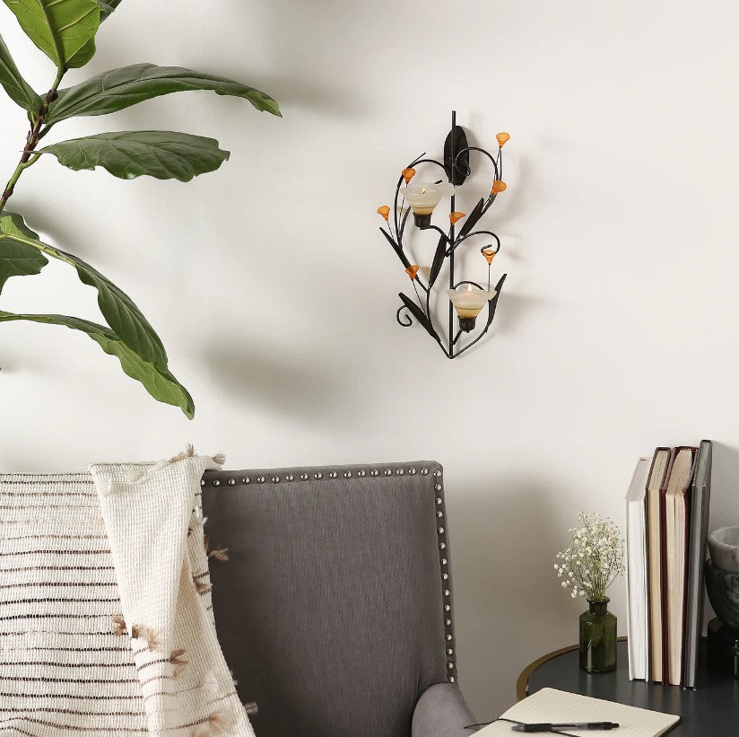 Amber Lillies Candle Wall Sconce Home Decor