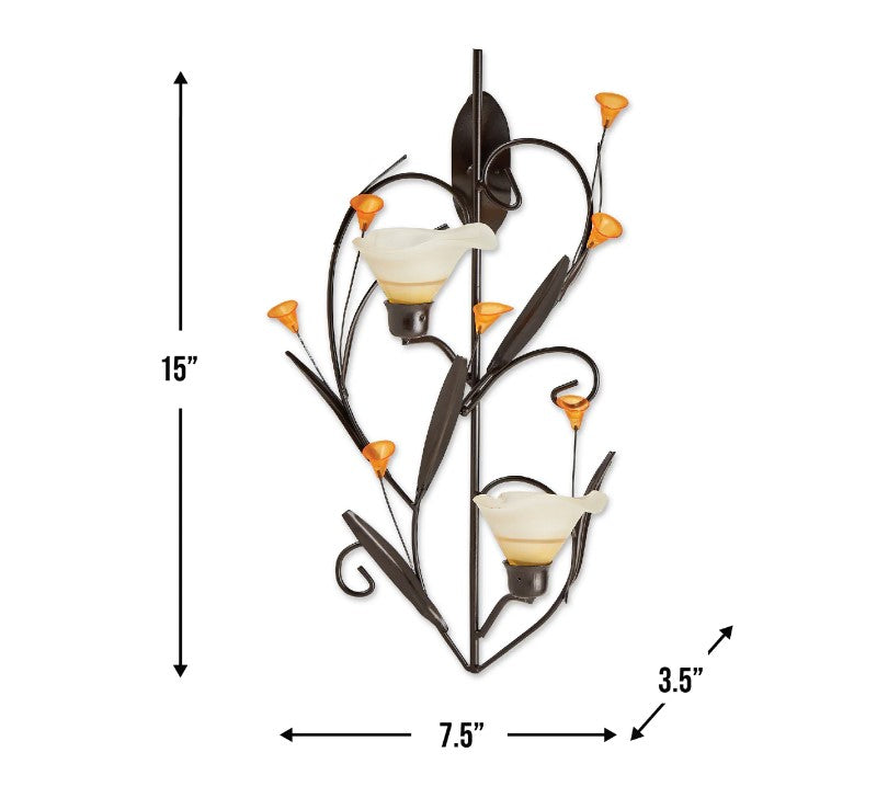 Amber Lillies Candle Wall Sconce Home Decor measurements