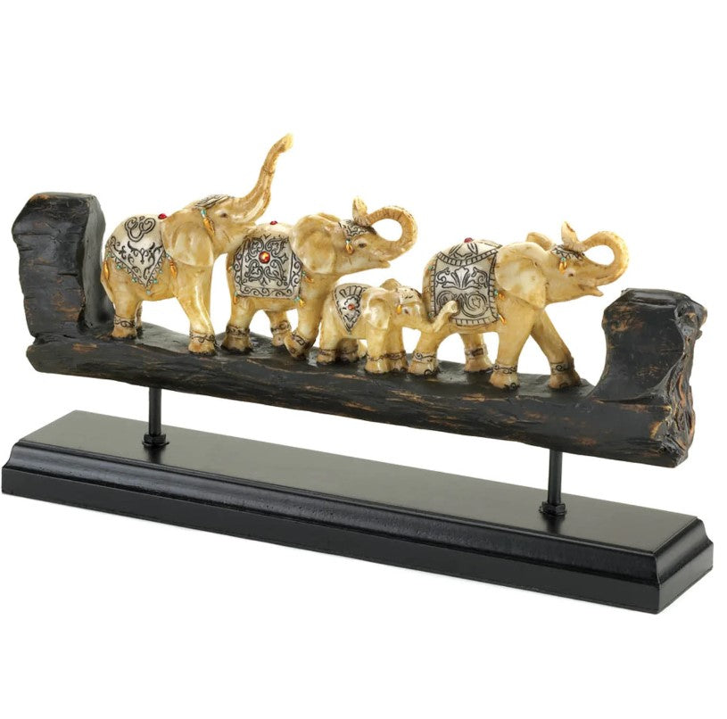 Elephant Family Carved Collectible Home Decor