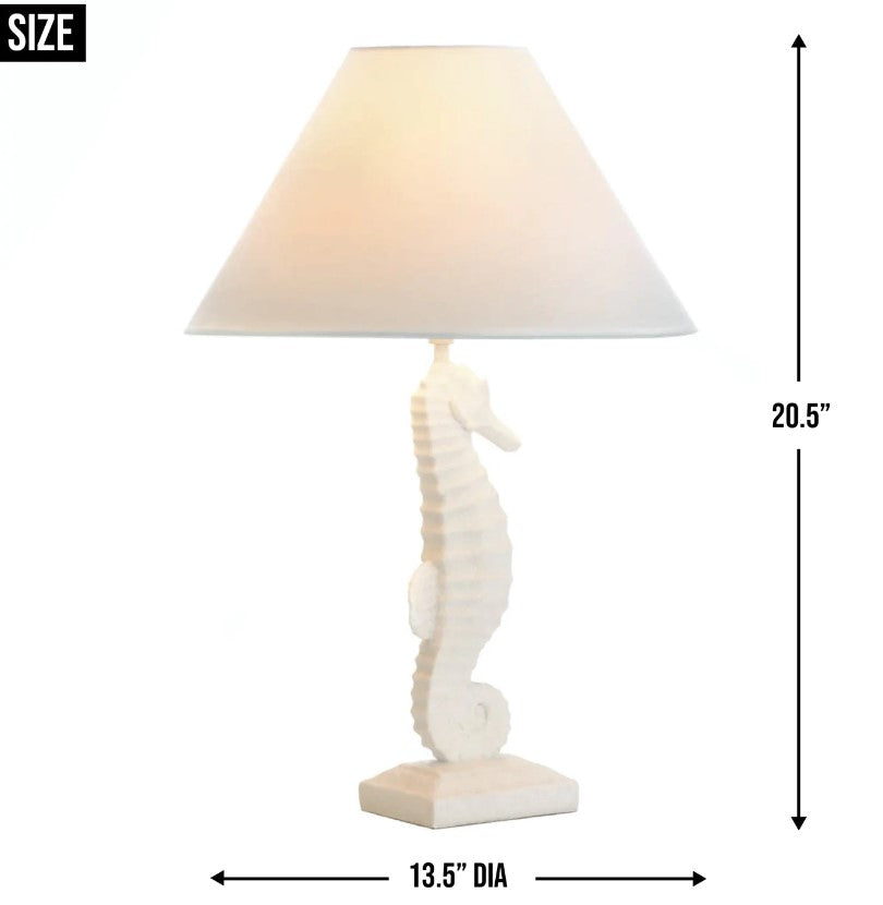 Porcelain with Linen White Seahorse Table Lamp Home Decor