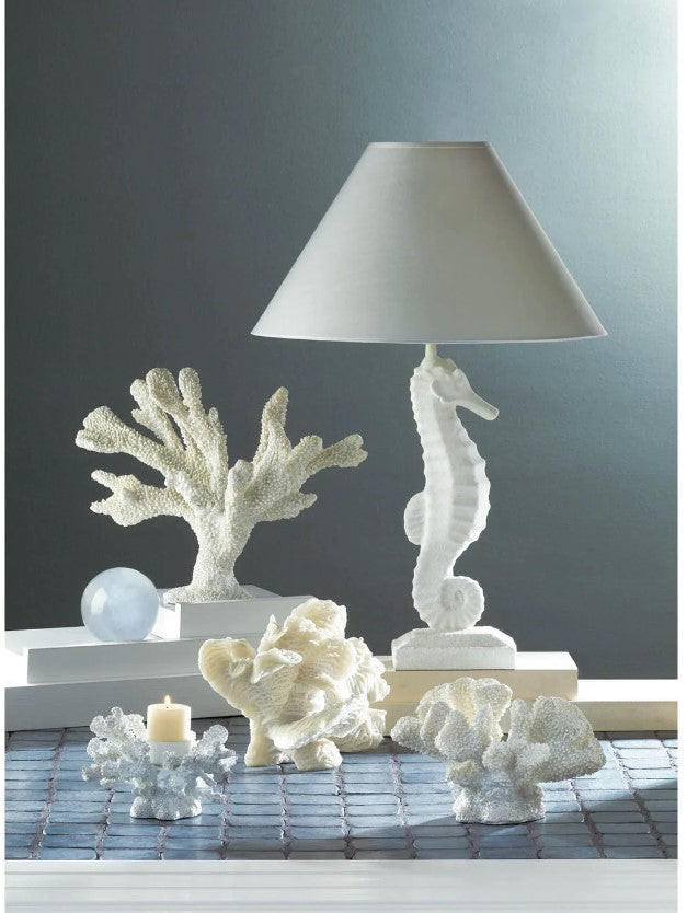 Porcelain with Linen White Seahorse Table Lamp Home Decor