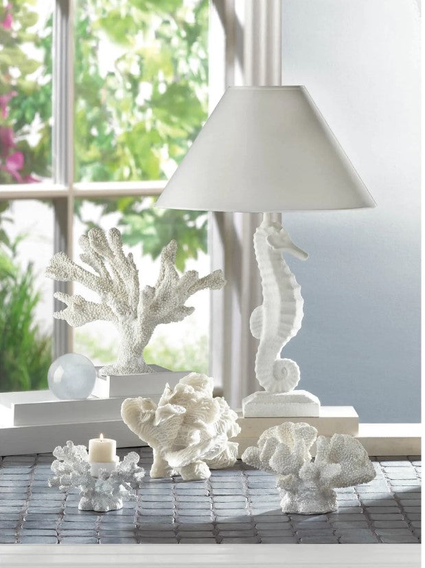 Porcelain with Linen White Seahorse Table Lamp Home Decor