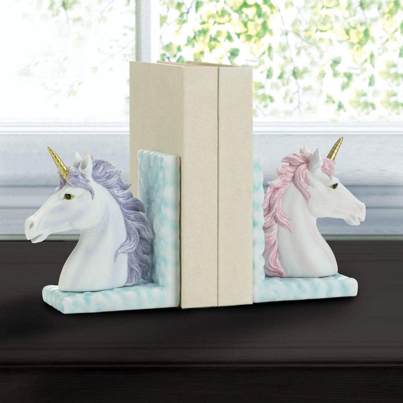 Magical Purple Pink Unicorn Set of 2 Bookends Home Decor Children
