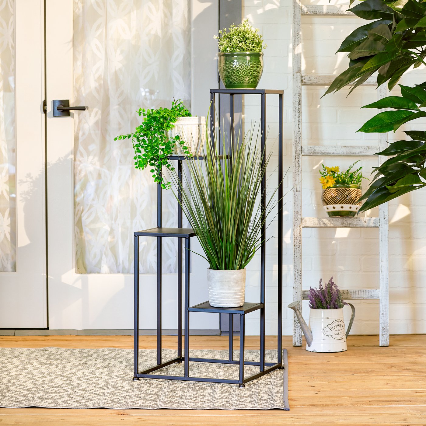 Iron Modern Plant Stand Four Tier Indoor Outdoor Home Decor