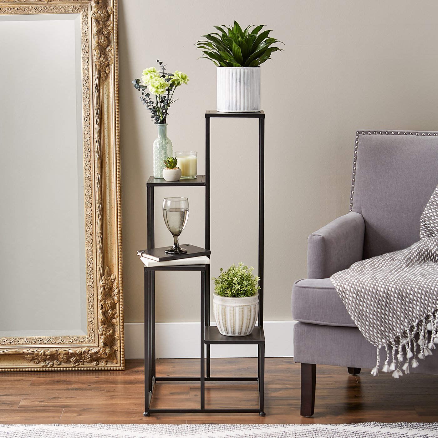 Iron Modern Plant Stand Four Tier Indoor Outdoor Home Decor