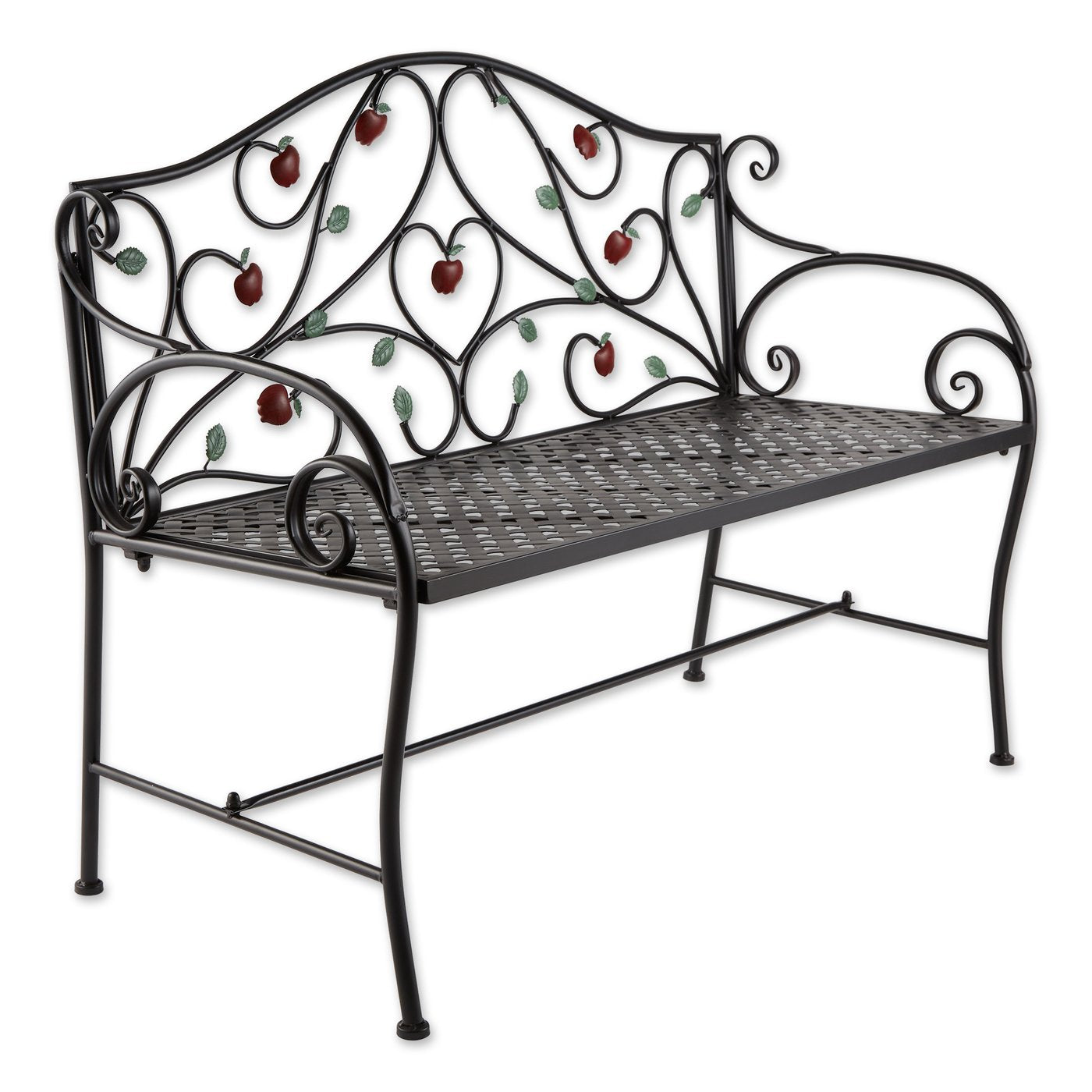 Wrought Iron Country Apple Bench Garden Decor