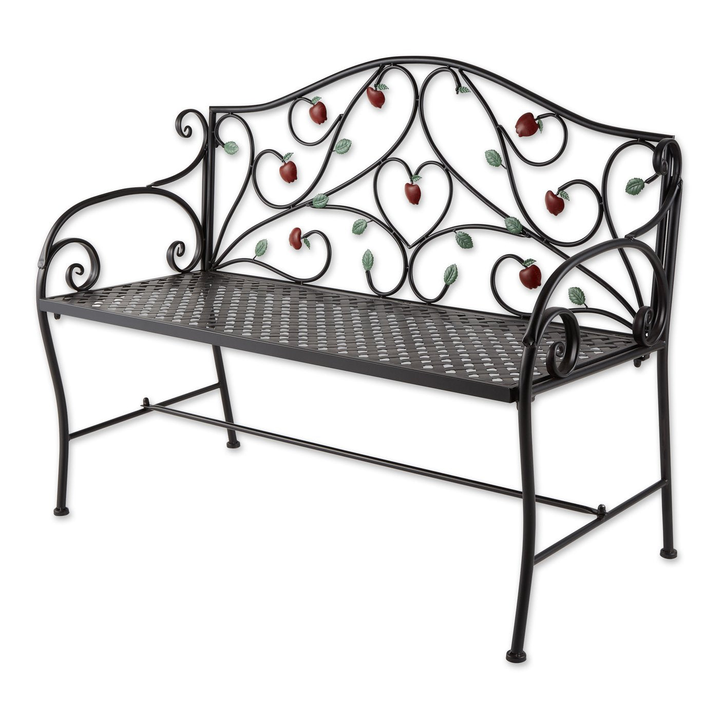 Wrought Iron Country Apple Bench Garden Decor