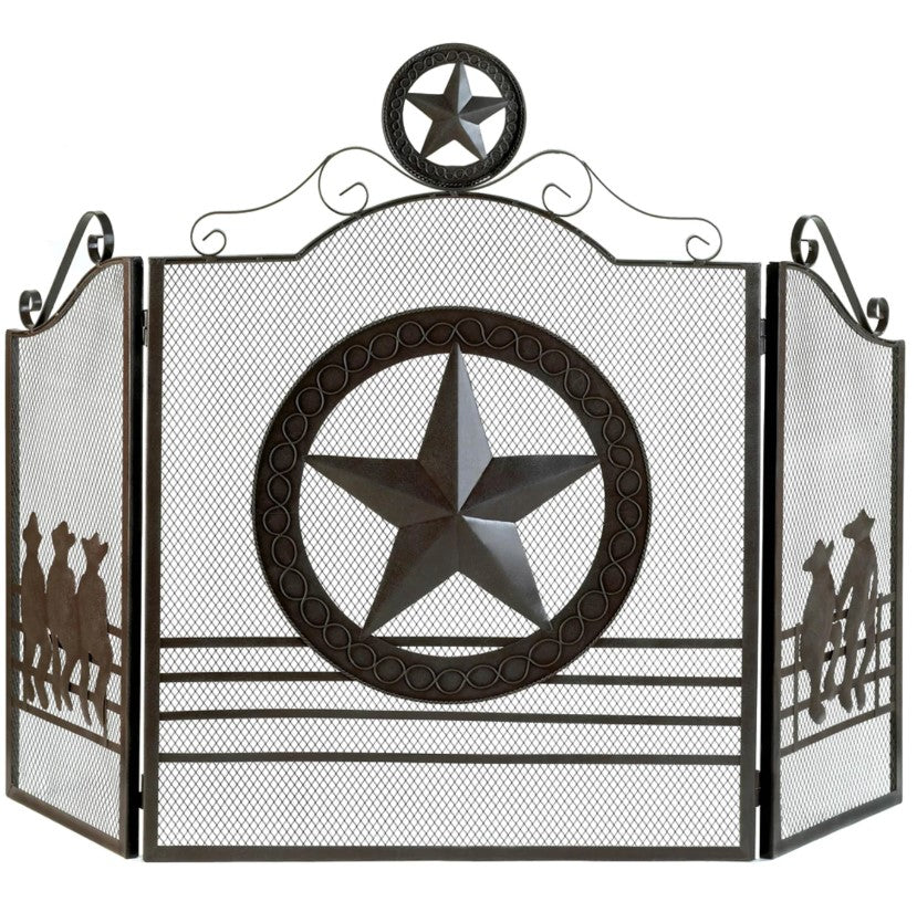 Fireplace Screen Lone Star Iron Metal Mesh Home Decor