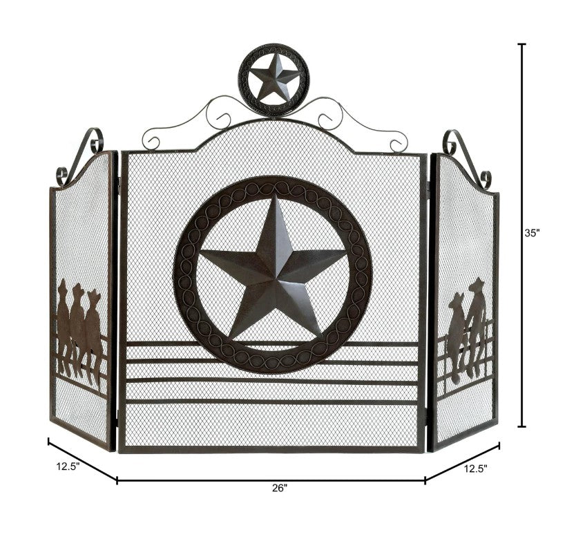 Fireplace Screen Lone Star Iron Metal Mesh Home Decor