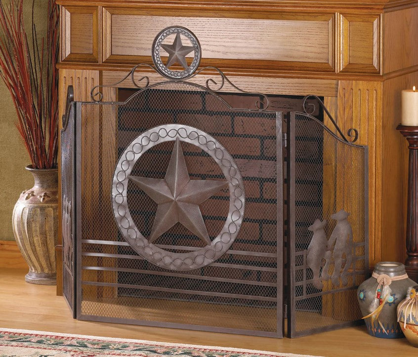 Fireplace Screen Lone Star Iron Metal Mesh Home Decor