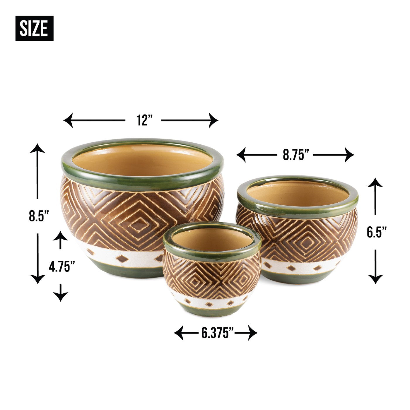 Ceramic Jade Planter Set of 3 Garden Garden Decor