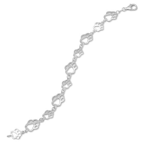 Sterling Silver 7.5 Inch Paw Print Cut Out Bracelet fine