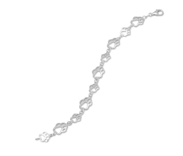 Sterling Silver 7.5 Inch Paw Print Cut Out Bracelet fine
