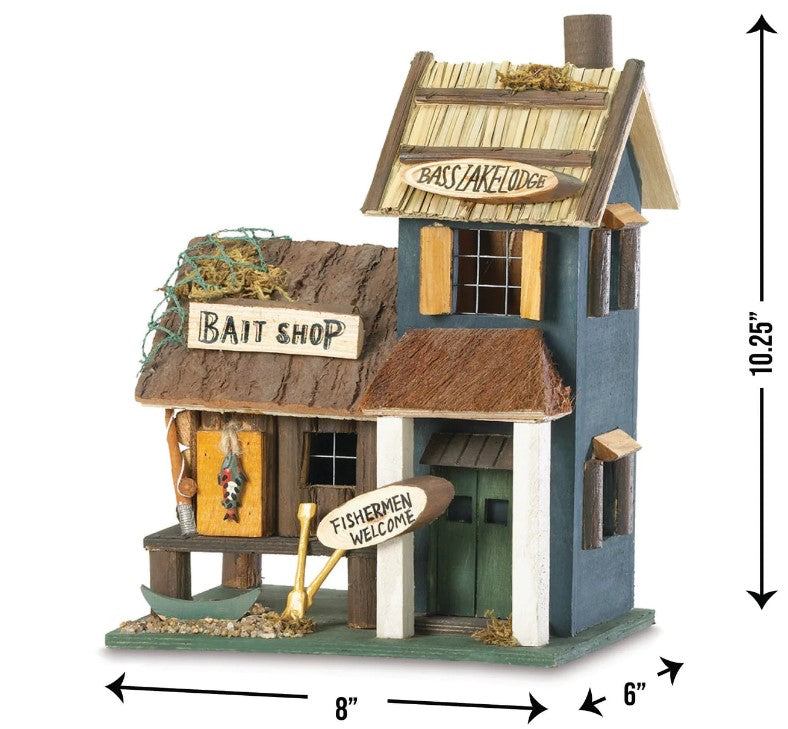 Birdhouse Bass Lake Eucalyptus Wood Garden Decor measurement