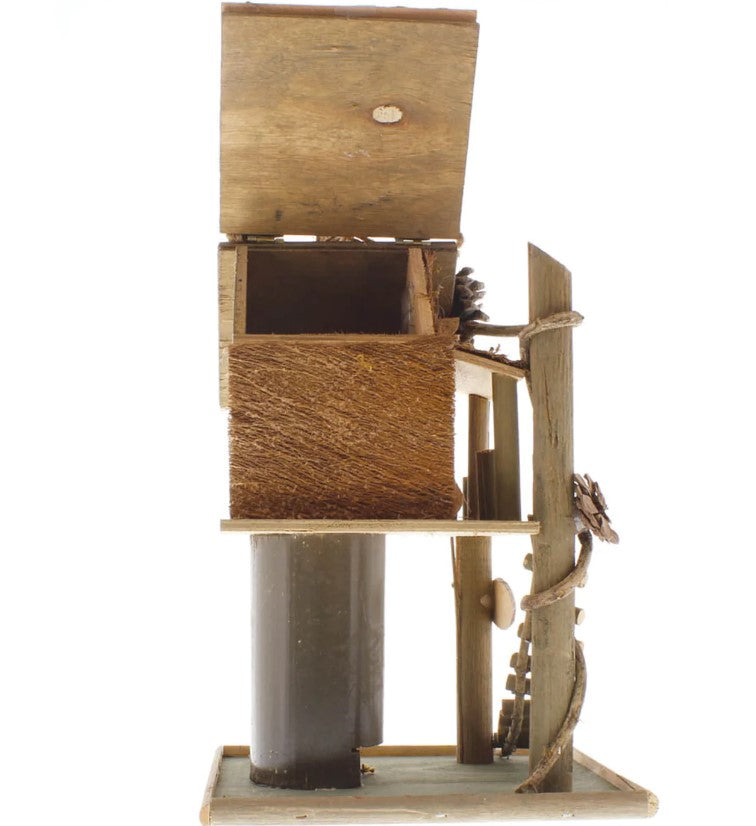 Bird Feeder Eucalyptus Plywood Tree House Garden side view