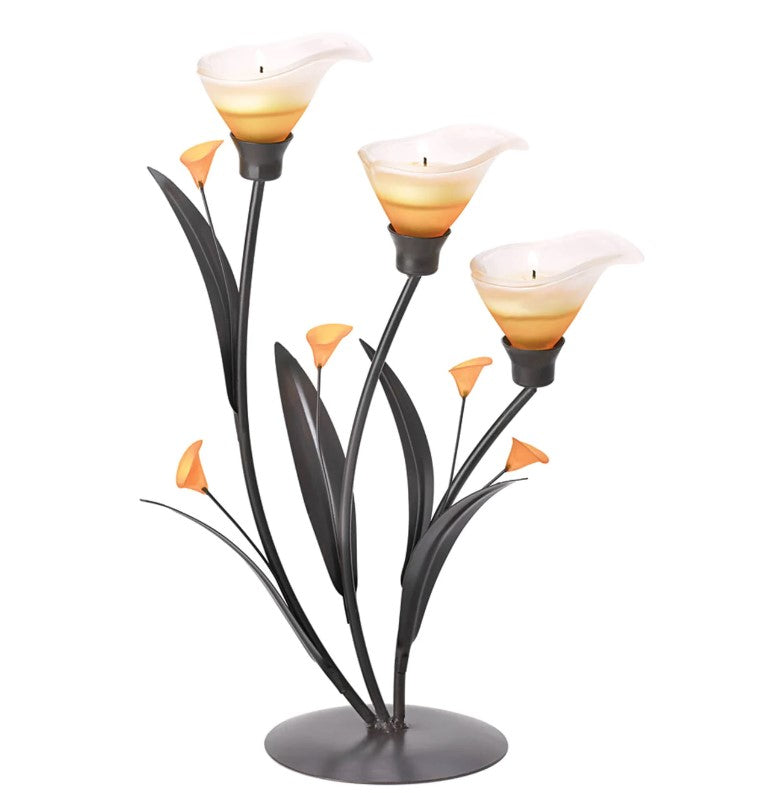 Amber Lillies Tealight Holder Home Decor