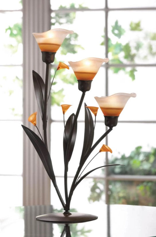 Amber Lillies Tealight Holder Home Decor