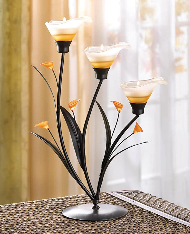 Amber Lillies Tealight Holder Home Decor