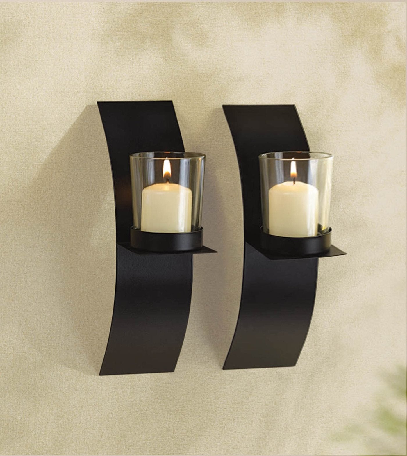 Modern Art Metal Glass Candle Sconce Duo Home Decor