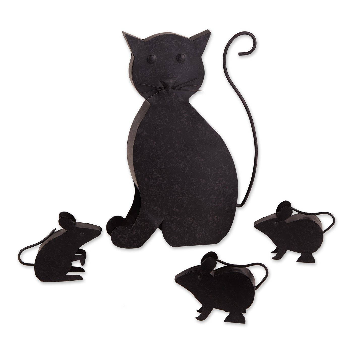 Cat with Mice Iron Sculpture Garden Home Decor