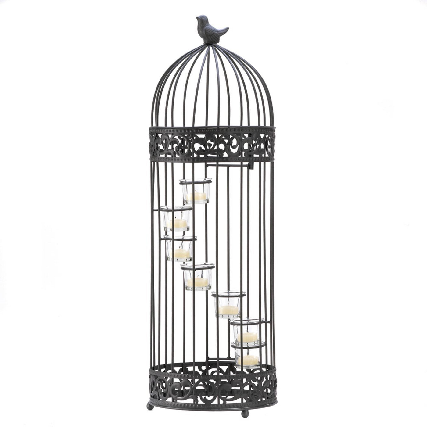 Bird Cage Staircase Candle Stand Iron and Glass Home Decor