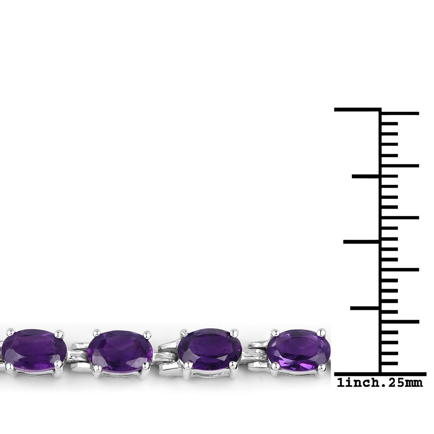 Amethyst Oval Sterling Silver 9.03 Carat Tennis Bracelet measurement