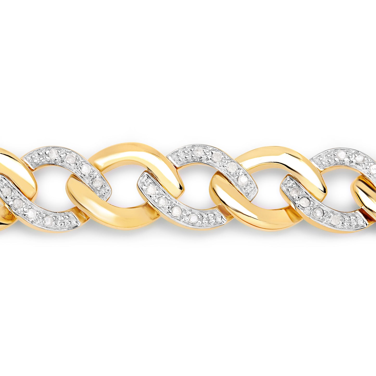 Sterling Silver 14K Yellow Gold Plated 0.70 Carat Diamond Link Bracelet fine