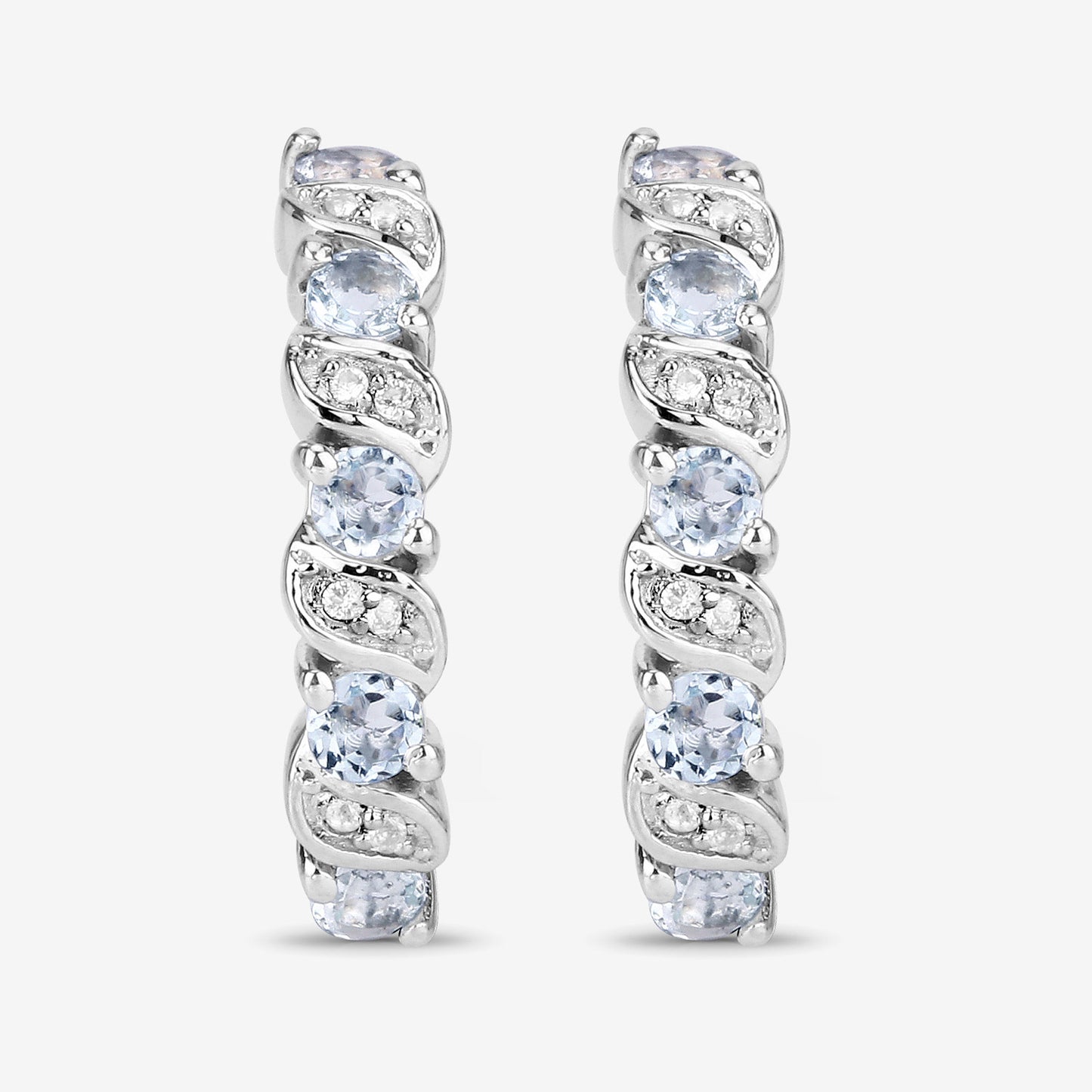 Aquamarine and White Topaz 1.08 Carat Sterling Silver Earrings fine