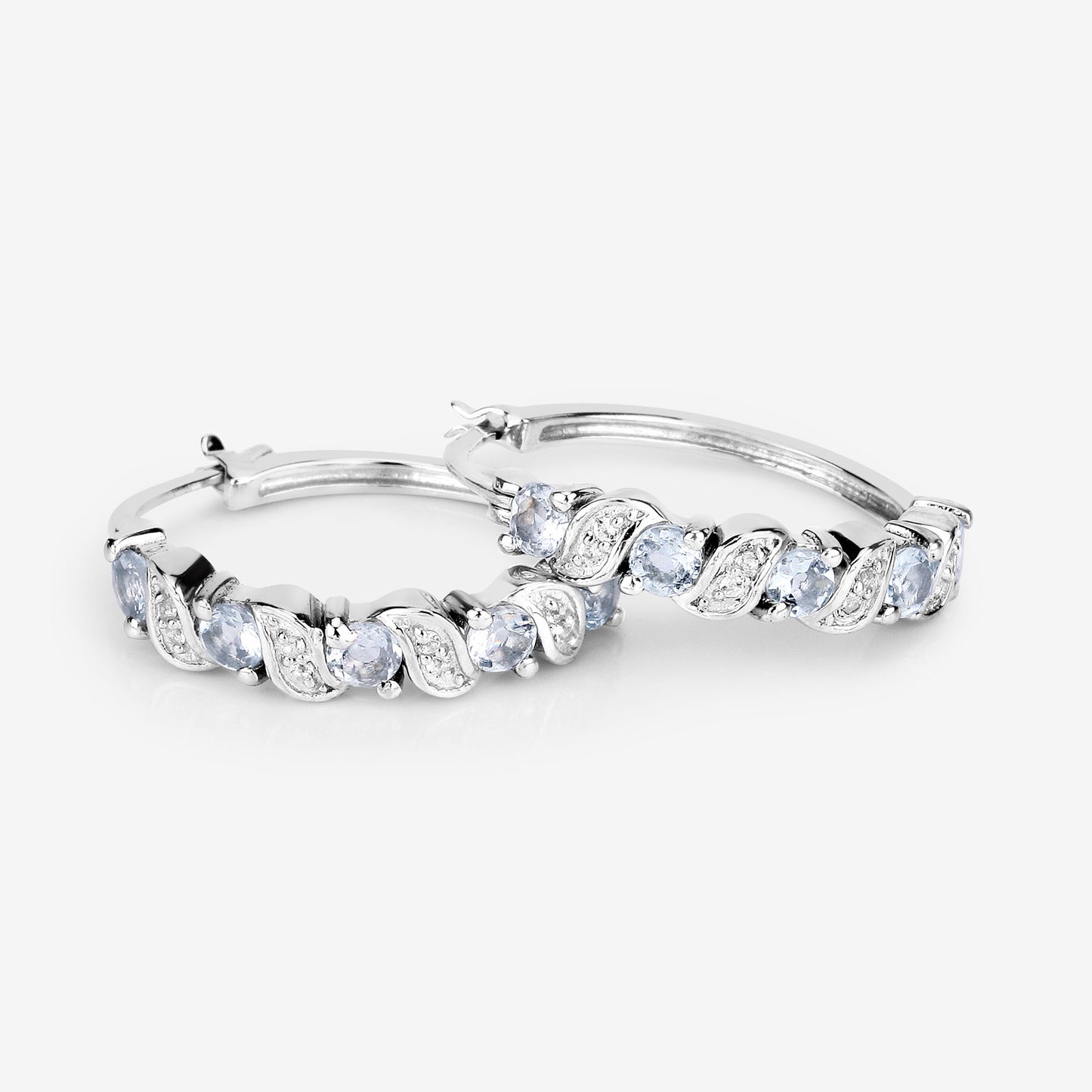 Aquamarine and White Topaz 1.08 Carat Sterling Silver Earrings fine