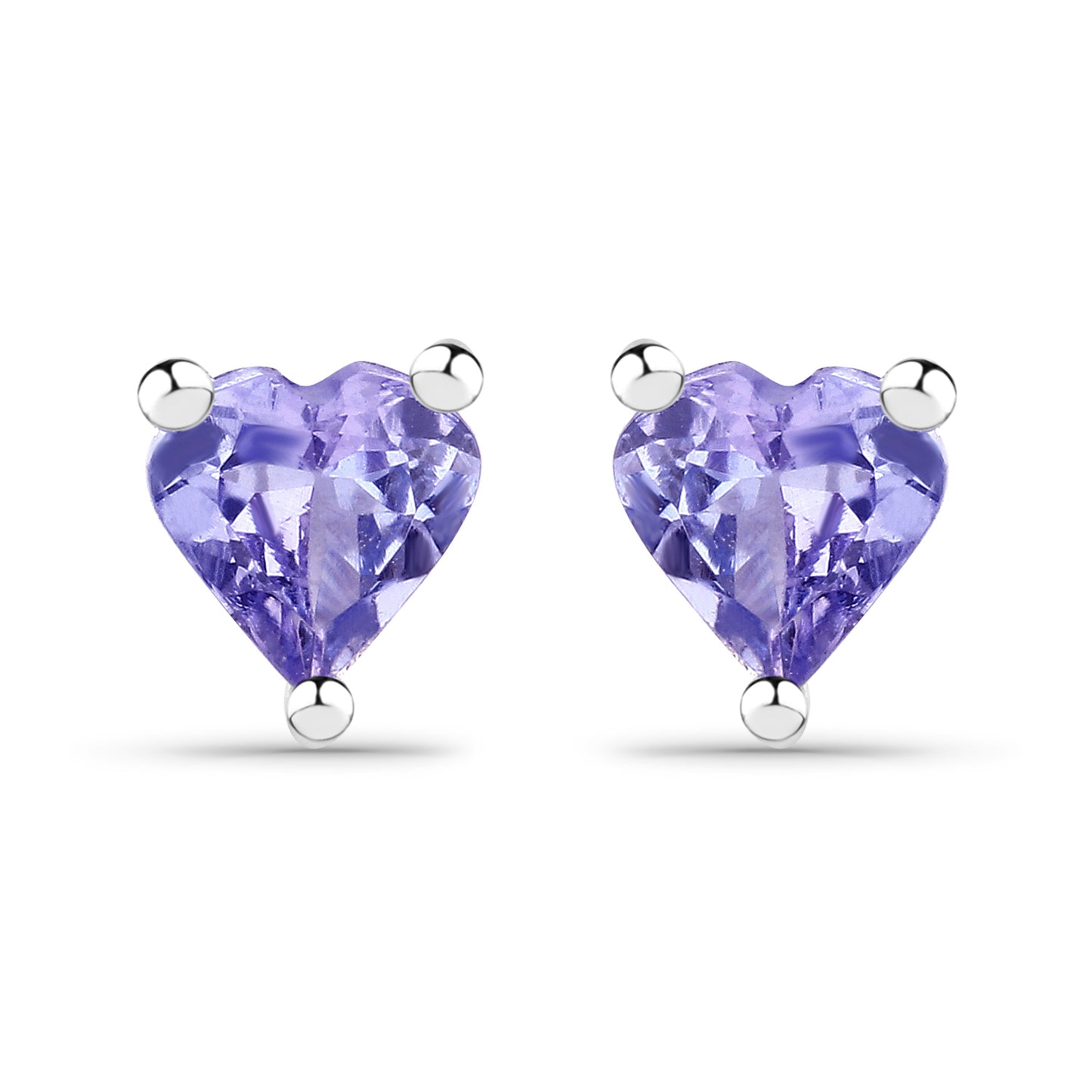 Sterling Silver 0.90 Carat Tanzanite Heart Shaped Stud Earrings fine