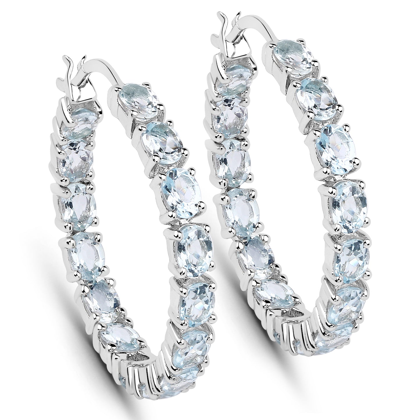 Sterling Silver 5.70 Carat Blue Topaz Earrings fine