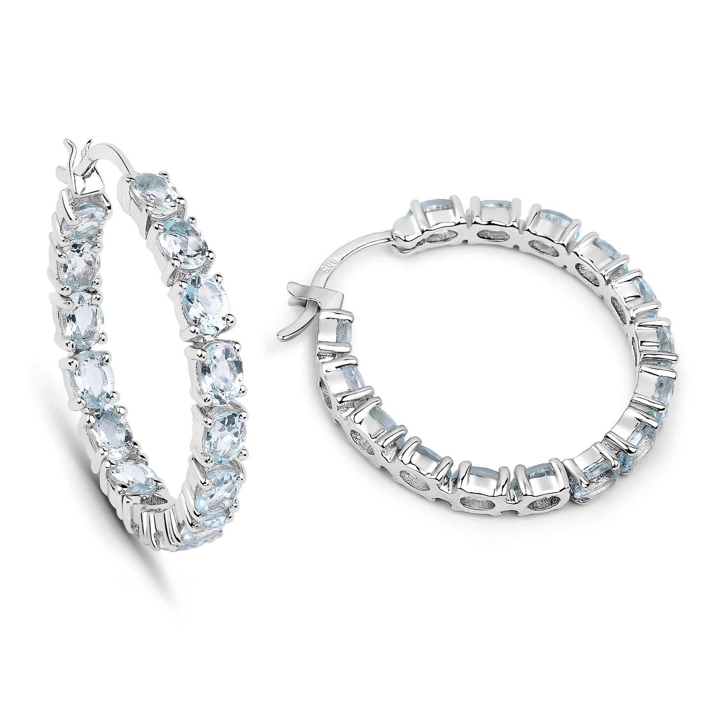 Sterling Silver 5.70 Carat Blue Topaz Earrings fine