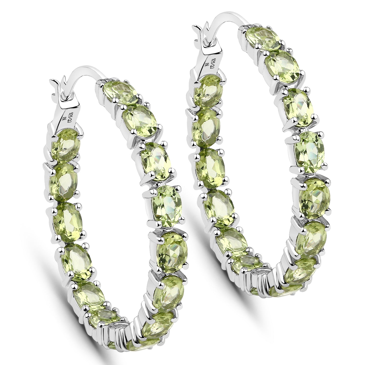 Sterling Silver Peridot Hoop Earrings fine