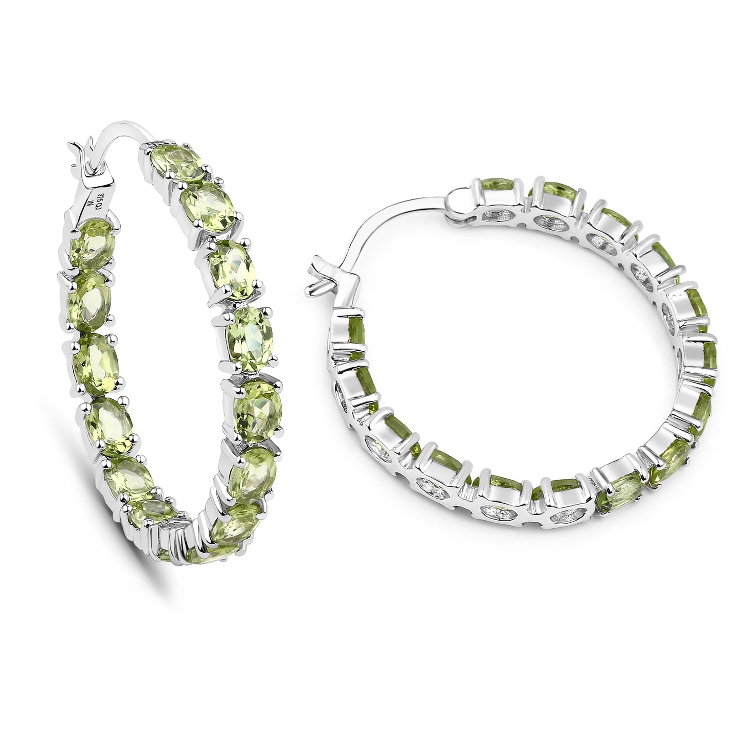 Sterling Silver Peridot Hoop Earrings fine