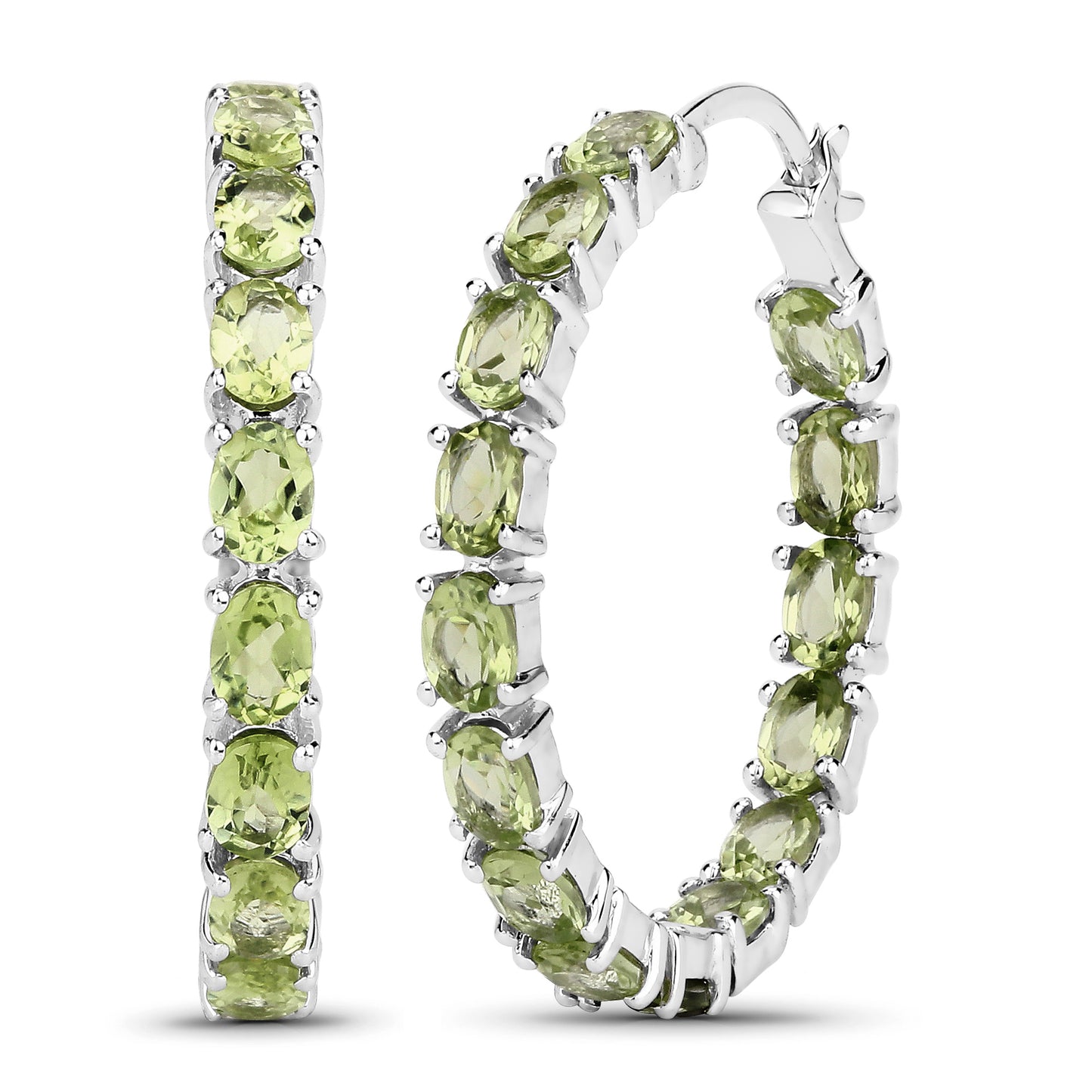 Sterling Silver Peridot Hoop Earrings fine