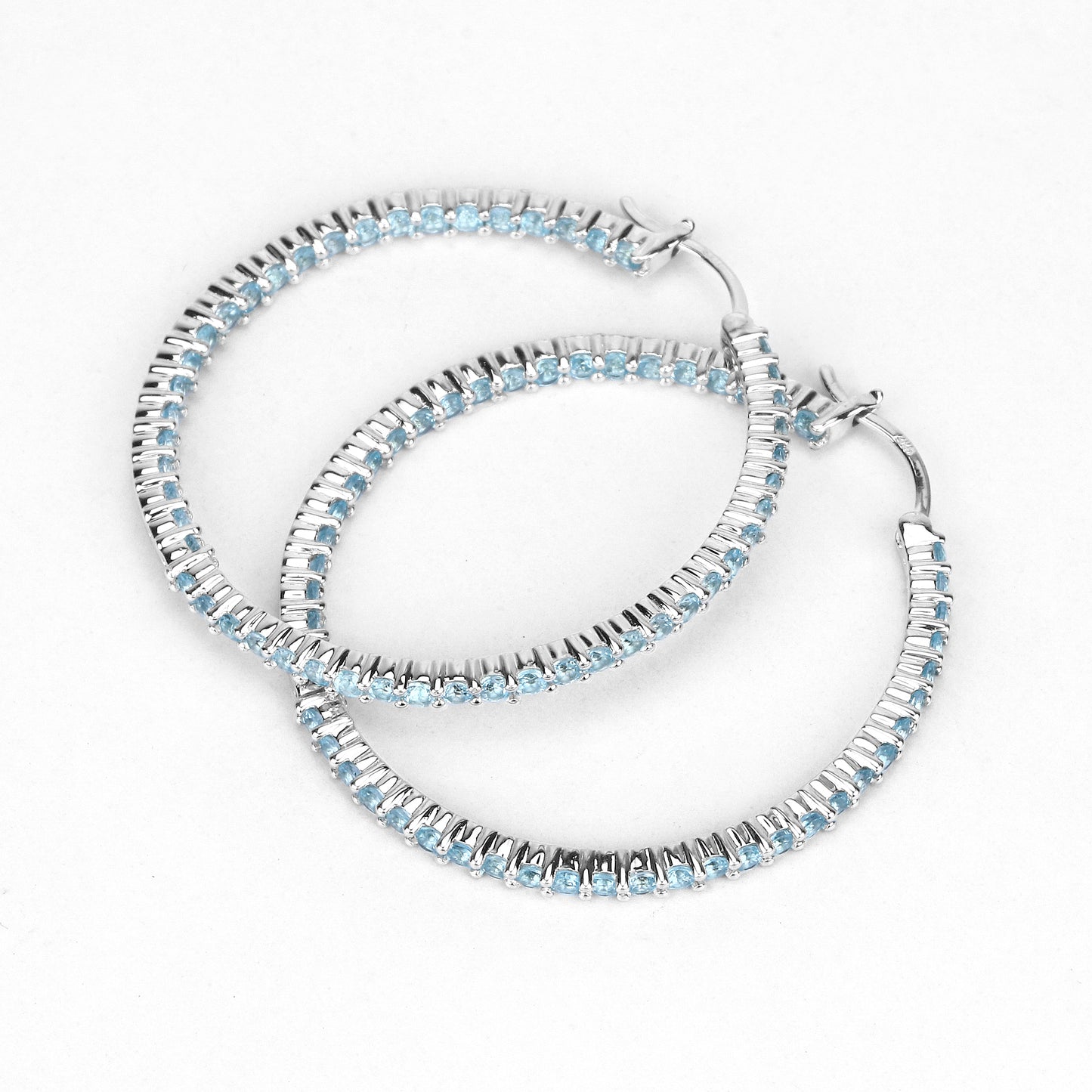 Sterling Silver Swiss Blue Topaz Hoop Earrings fine