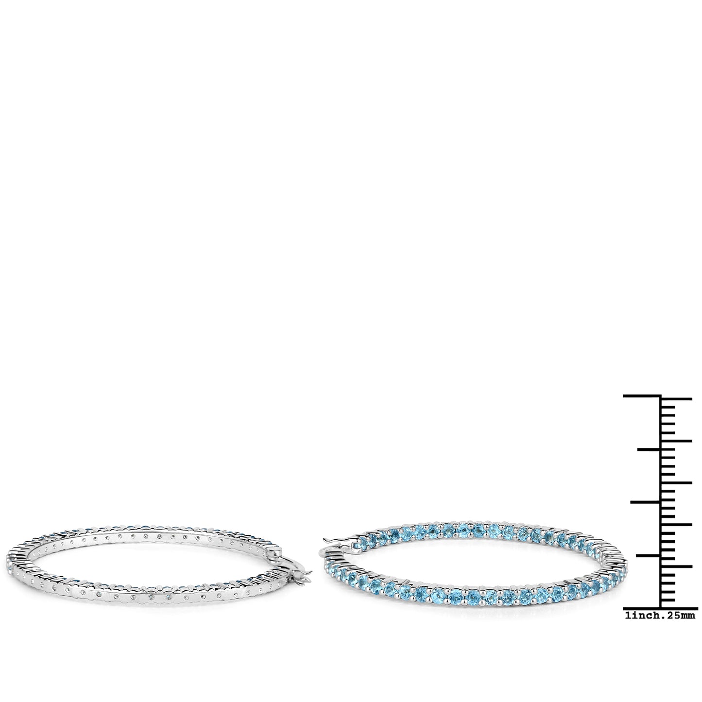 Sterling Silver Swiss Blue Topaz Hoop Earrings fine