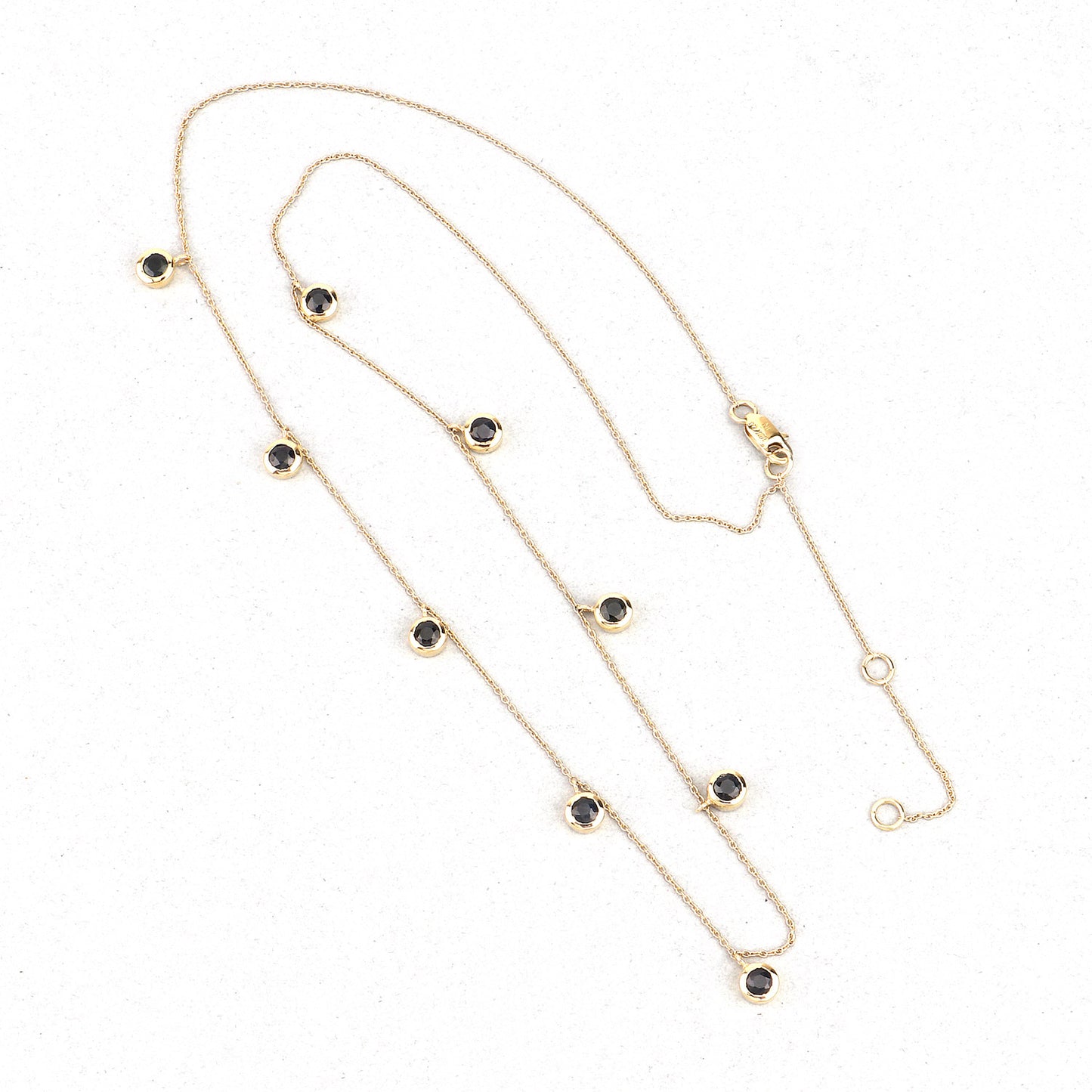 yellow gold 1.08 carat bezel set blue sapphire 18 inch necklace lobster claw clasp
