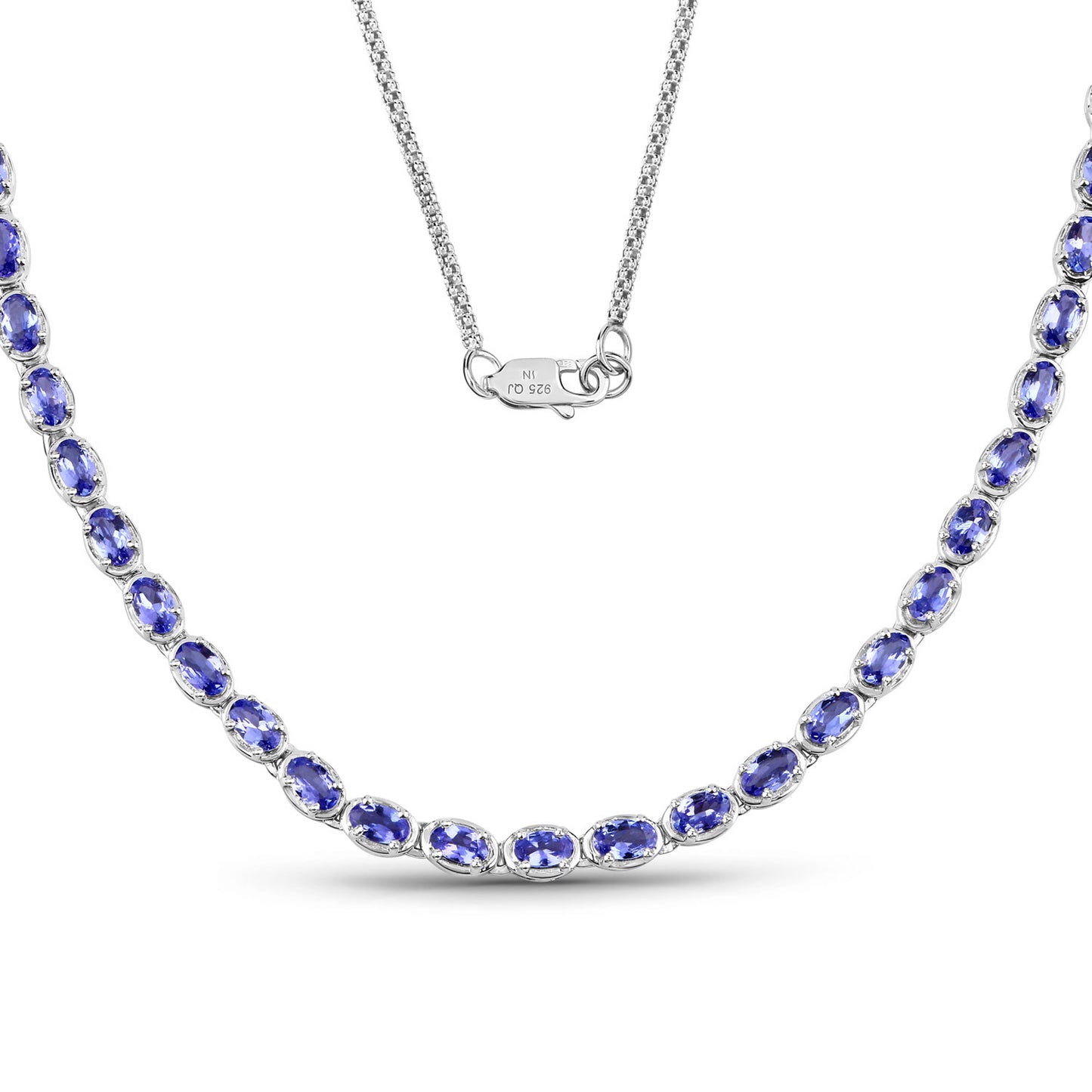 Sterling Silver 10.00 Carat 18 Inch Tanzanite Necklace fine