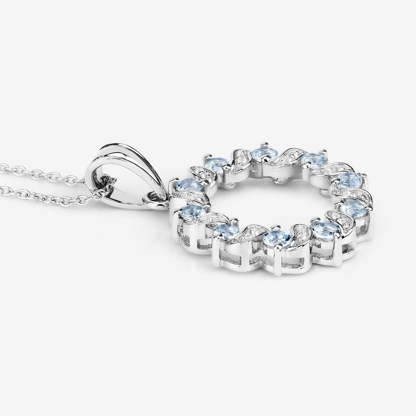 Aquamarine and White Topaz 1.10 Carat Sterling Silver Pendant fine