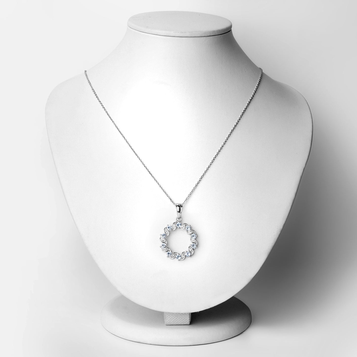 Aquamarine and White Topaz 1.10 Carat Sterling Silver Pendant fine