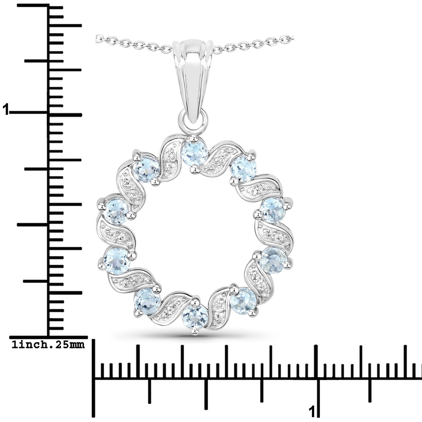 Aquamarine and White Topaz 1.10 Carat Sterling Silver Pendant fine