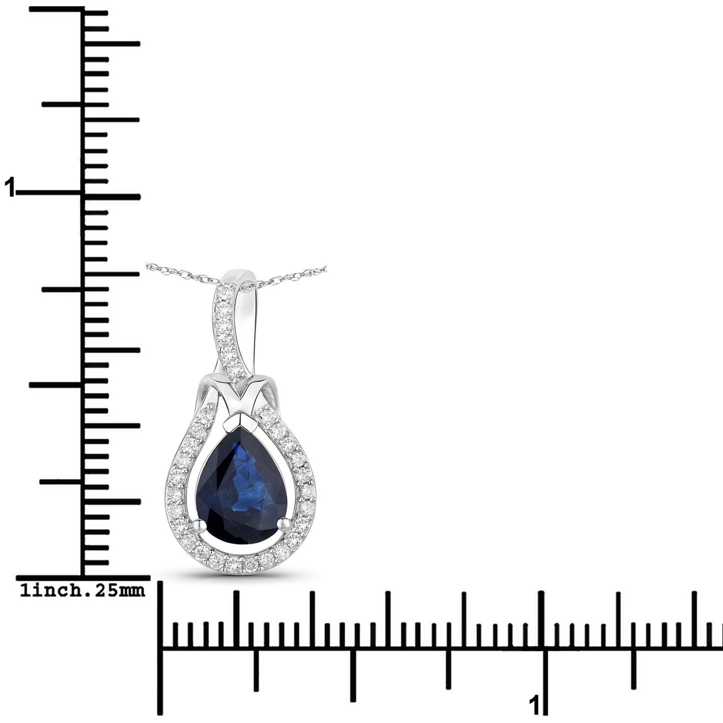 Sapphire and White Diamond 14KT White Gold Knot Pendant