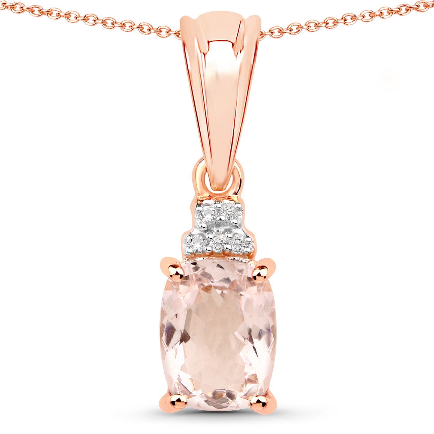 Sterling Silver 1.12 Carat Morganite White Topaz Pendant with 18 Inch Chain fine