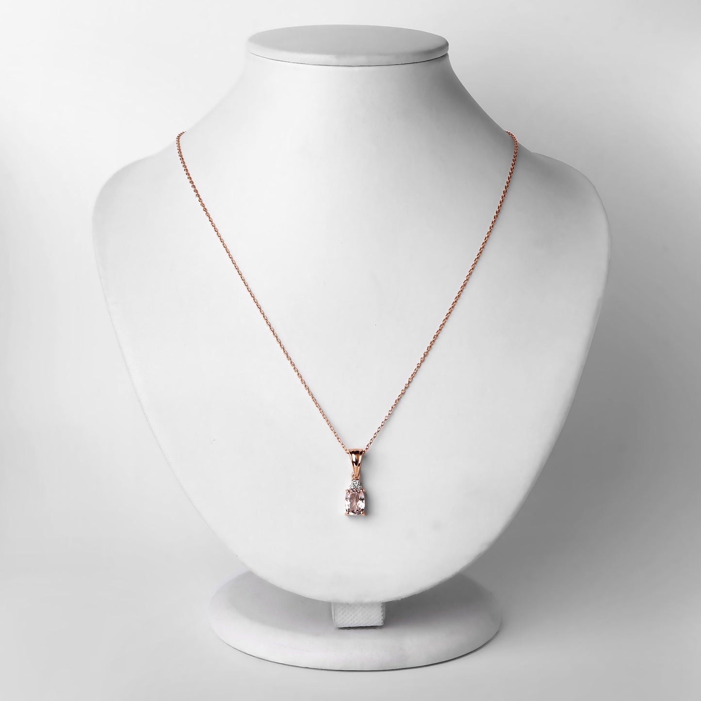 Sterling Silver 1.12 Carat Morganite White Topaz Pendant with 18 Inch Chain fine