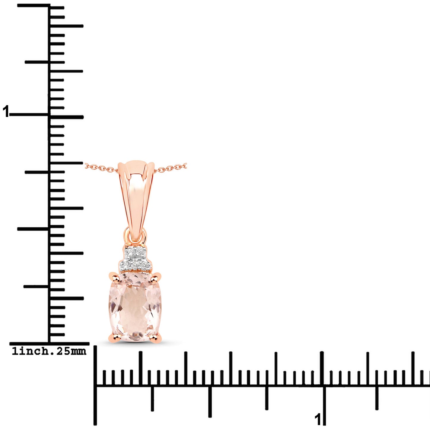 Sterling Silver 1.12 Carat Morganite White Topaz Pendant with 18 Inch Chain fine