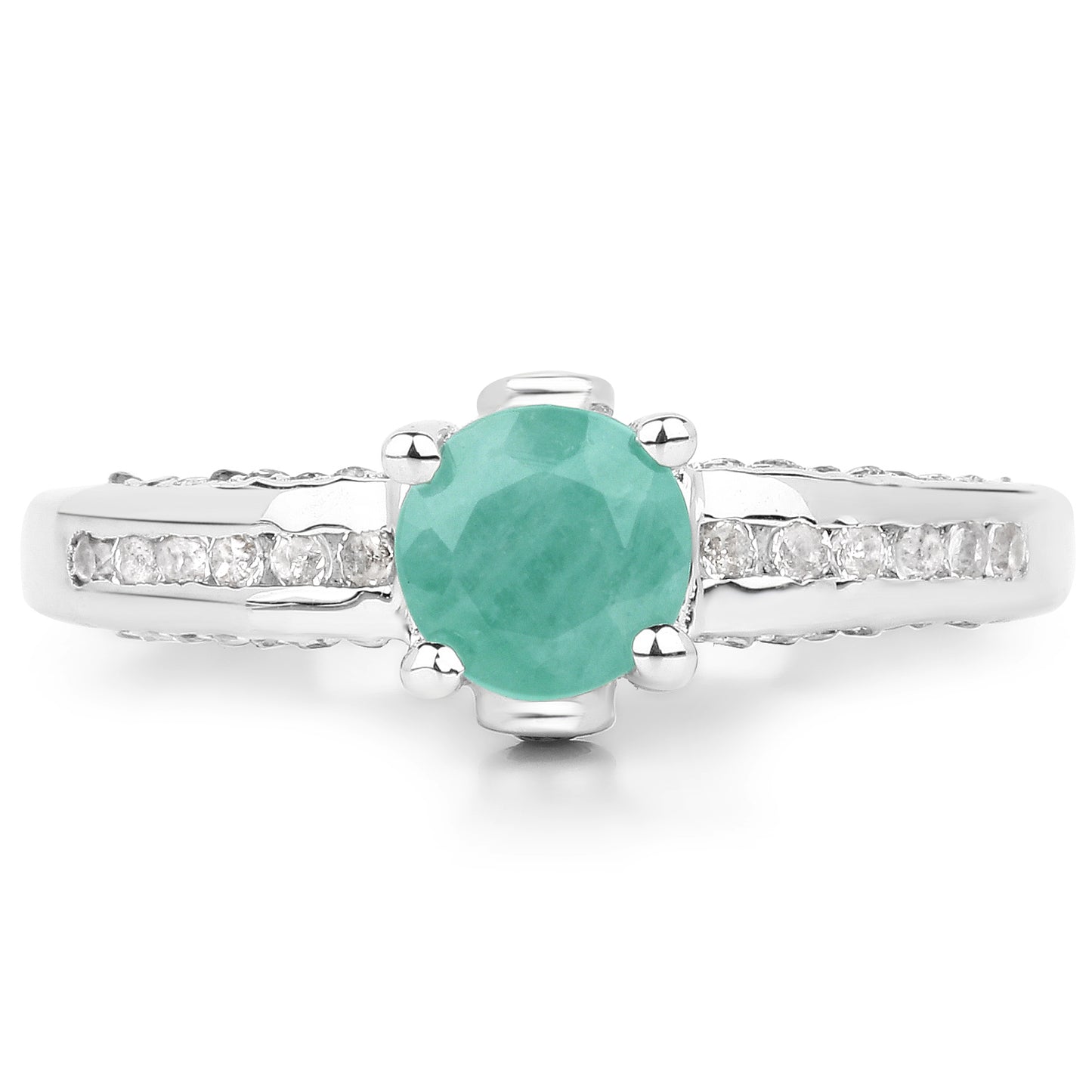 Sterling Silver 1.22 Carat Genuine Emerald White Topaz Ring fine